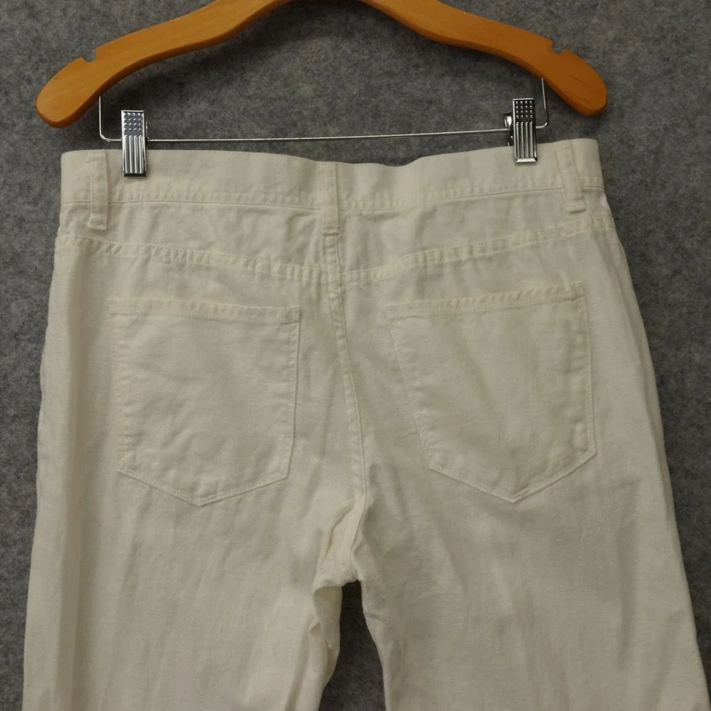 PERRY ELLIS Linen Pants Mens 30x32 White Slim Fit Tapered Trouser Summer Light
